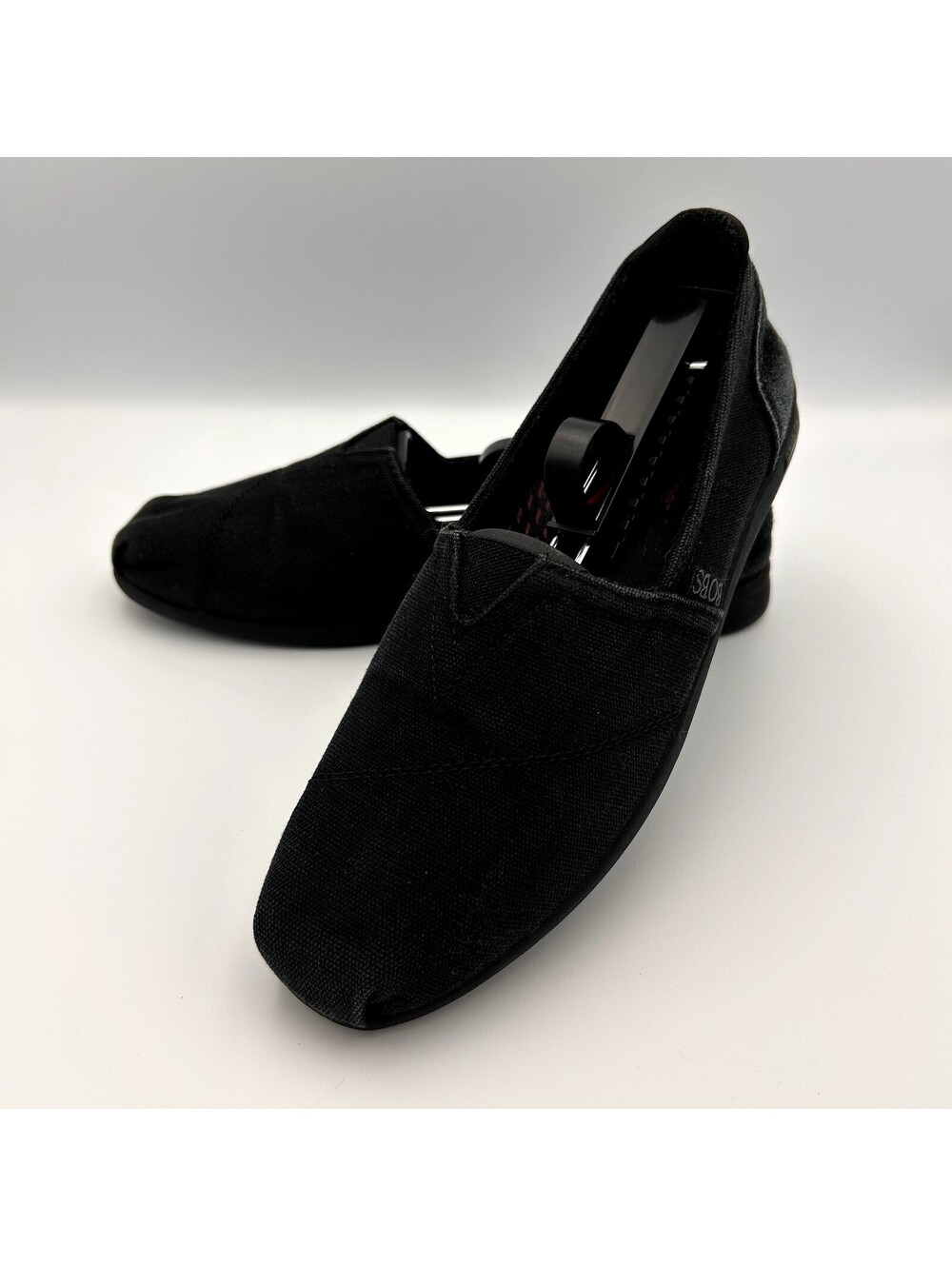 BOBS Skechers Women's 7.5 Black Archfit Canvas Slip On Loafer Classic